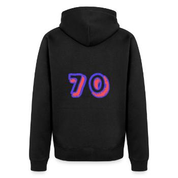 70. 70 JAHRE. 70. JAHRESTAG. 70-JÄHRIGES JUBILÄUM. - Unisex Premium Bio Zip Hoodie - Schwarz - Hinten - Nico (187cm)