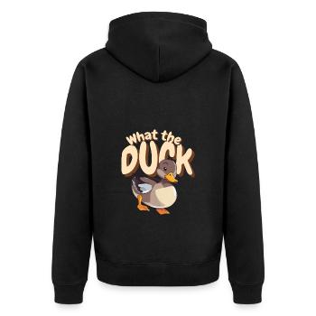 Ente Wasservogel Tier lustiger Spruch - Unisex Premium Bio Zip Hoodie - Schwarz - Hinten - Nico (187cm)