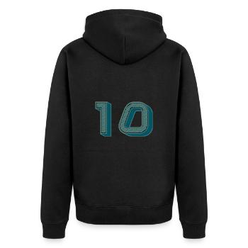 10. 10 YEARS. 10th ANNIVERSARY. 10 YEAR ANNIVERSARY. - Unisex Premium Organic Zip Hoodie - black - Back - Nico (187cm)