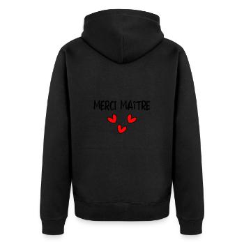 MEISTER. MEISTER. VIELEN DANK. DANKE, MEISTER. MEISTER - Unisex Premium Bio Zip Hoodie - Schwarz - Hinten - Nico (187cm)