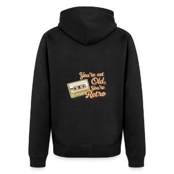 You're Not Old You're Retro Classic Cassette Tape - Unisex Premium Bio Zip Hoodie - Schwarz - Hinten - Nico (187cm)