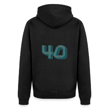 40. 40 YEARS. 40th ANNIVERSARY. 40 YEARS ANNIVERSARY. - Unisex Premium Organic Zip Hoodie - black - Back - Nico (187cm)