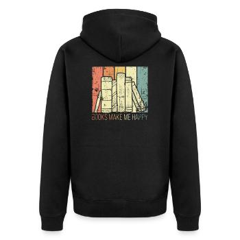 Les livres me rendent heureux - Veste à capuche bio Premium Unisexe - noir - Dos - Nico (187cm)