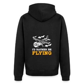 Pilot Airplane - Unisex Premium Organic Zip Hoodie - black - Back - Nico (187cm)