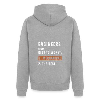 Maschinenbau Ingenieur - Unisex Premium Bio Zip Hoodie - Grau meliert - Hinten - Nico (187cm)