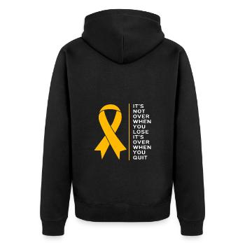 Cancer Child - Unisex Premium Organic Zip Hoodie - black - Back - Nico (187cm)