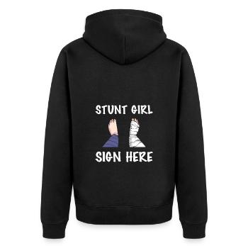 Gebrochenes Bein - Unisex Premium Bio Zip Hoodie - Schwarz - Hinten - Nico (187cm)