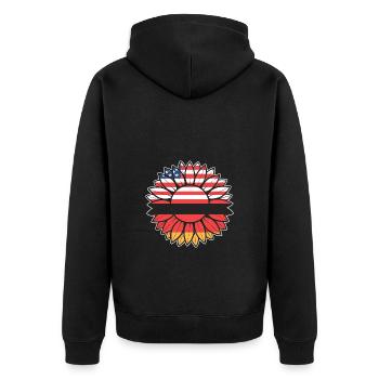 Amerikanisch Deutsch - Unisex Premium Bio Zip Hoodie - Schwarz - Hinten - Nico (187cm)