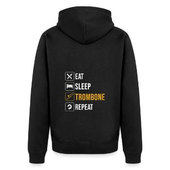 Posaune - Unisex Premium Bio Zip Hoodie - Schwarz - Hinten - Nico (187cm)
