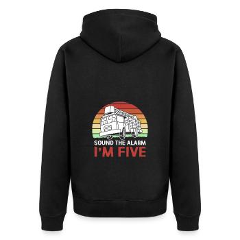 Fire Truck Children's Birthday Party - Unisex Premium Organic Zip Hoodie - black - Back - Nico (187cm)