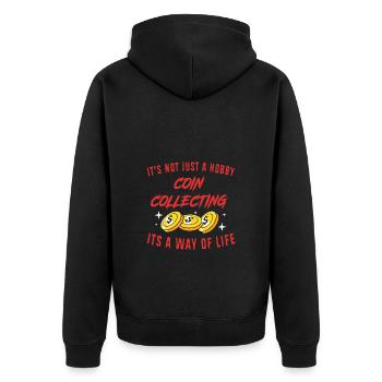 Coin collector - Unisex Premium Organic Zip Hoodie - black - Back - Nico (187cm)