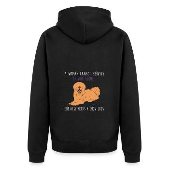 Chow Chow Hund - Unisex Premium Bio Zip Hoodie - Schwarz - Hinten - Nico (187cm)