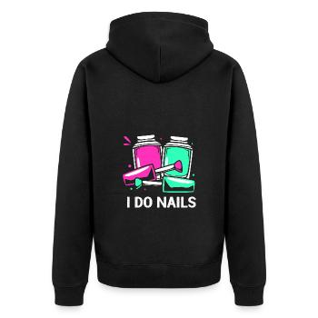 Kosmetikerin - Unisex Premium Bio Zip Hoodie - Schwarz - Hinten - Nico (187cm)