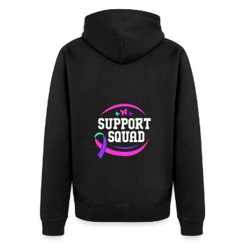 Schilddrüsenkrebs Krebs Schilddrüse - Unisex Premium Bio Zip Hoodie - Schwarz - Hinten - Nico (187cm)