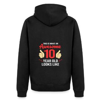 29th Birthday Ten Year of Birth Date of Birth - Unisex Premium Organic Zip Hoodie - black - Back - Nico (187cm)