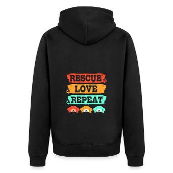 Hund Rettung Tierrechte Tierrettung Tierheim - Unisex Premium Bio Zip Hoodie - Schwarz - Hinten - Nico (187cm)