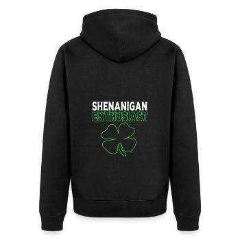 Shenanigan - Unisex Premium Organic Zip Hoodie - black - Back - Nico (187cm)