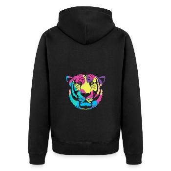 Weißer Tiger - Unisex Premium Bio Zip Hoodie - Schwarz - Hinten - Nico (187cm)
