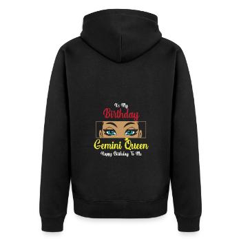 Sternzeichen Zwilling - Unisex Premium Bio Zip Hoodie - Schwarz - Hinten - Nico (187cm)