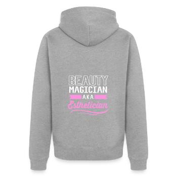 Kosmetikerin - Unisex Premium Bio Zip Hoodie - Grau meliert - Hinten - Nico (187cm)