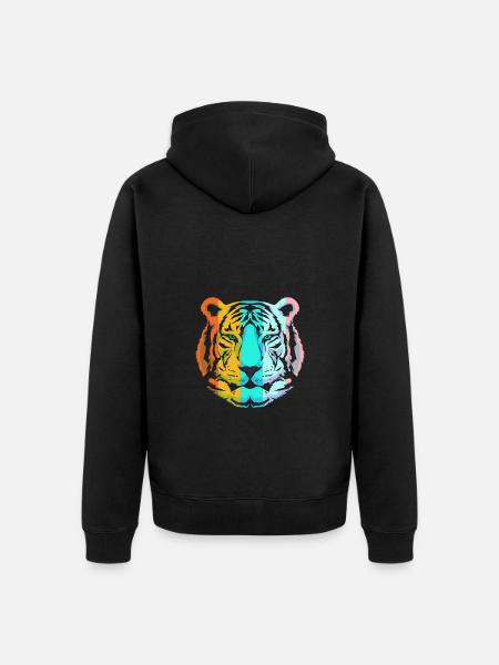 White Tiger - Unisex Premium Organic Zip Hoodie - black