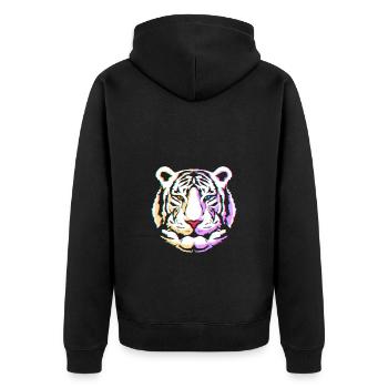 Weißer Tiger - Unisex Premium Bio Zip Hoodie - Schwarz - Hinten - Nico (187cm)