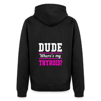 Schilddrüsenkrebs Krebs Schilddrüse - Unisex Premium Bio Zip Hoodie - Schwarz - Hinten - Nico (187cm)