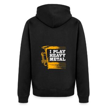 Posaune - Unisex Premium Bio Zip Hoodie - Schwarz - Hinten - Nico (187cm)