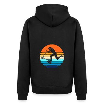 Scooter Roller - Unisex Premium Organic Zip Hoodie - black - Back - Nico (187cm)