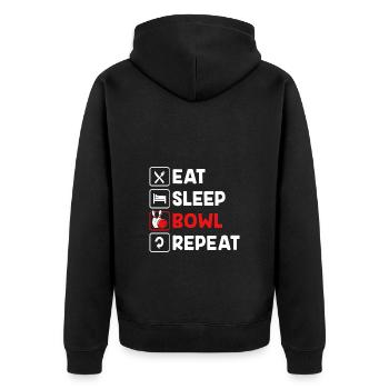 Bowlen Bowler Bowling Kegel Bowlingkugel - Unisex Premium Bio Zip Hoodie - Schwarz - Hinten - Nico (187cm)