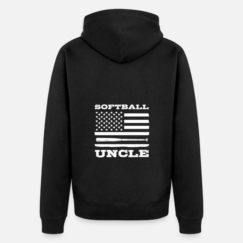 Softball Softball Player Uncle - Unisex Premium Organic Zip Hoodie - black