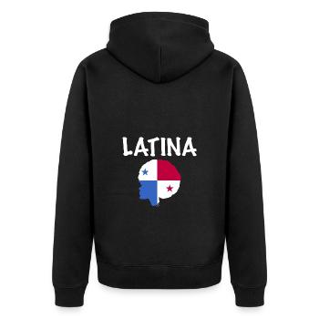 Afro Latina - Unisex Premium Bio Zip Hoodie - Schwarz - Hinten - Nico (187cm)