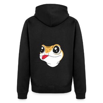 Leopard Gecko - Unisex Premium Bio Zip Hoodie - Schwarz - Hinten - Nico (187cm)
