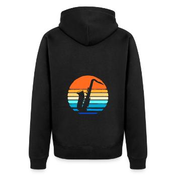 Saxophon Saxophonist - Unisex Premium Bio Zip Hoodie - Schwarz - Hinten - Nico (187cm)