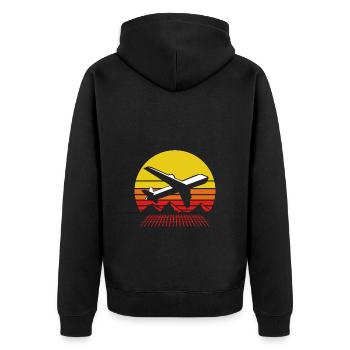 Pilot Airplane - Unisex Premium Organic Zip Hoodie - black - Back - Nico (187cm)