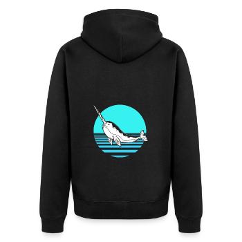 Narwal - Unisex Premium Bio Zip Hoodie - Schwarz - Hinten - Nico (187cm)