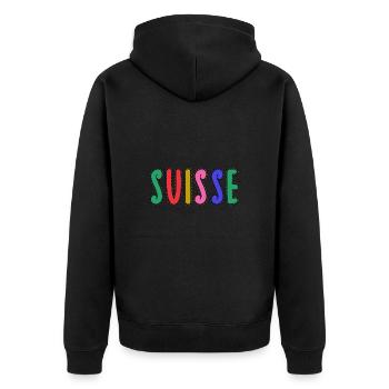 SUISSE. PAYS. GENEVE - Veste à capuche bio Premium Unisexe - noir - Dos - Nico (187cm)
