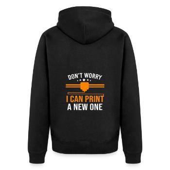 3D Druck Drucken Prototyp - Unisex Premium Bio Zip Hoodie - Schwarz - Hinten - Nico (187cm)