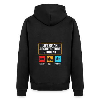 Architect Architecture - Unisex Premium Organic Zip Hoodie - black - Back - Nico (187cm)