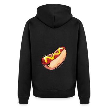 Hot Dog Snack - Unisex Premium Organic Zip Hoodie - black - Back - Nico (187cm)