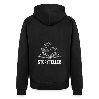 Autor - Unisex Premium Bio Zip Hoodie - Schwarz - Hinten - Nico (187cm)