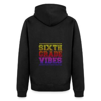 6. Klasse - Unisex Premium Bio Zip Hoodie - Schwarz - Hinten - Nico (187cm)