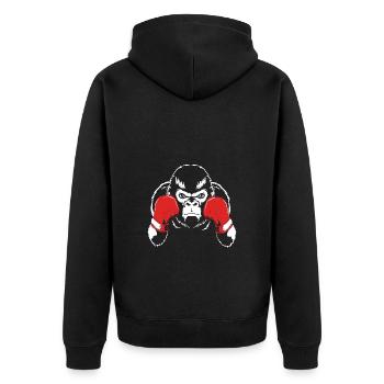 Gorilla - Unisex Premium Organic Zip Hoodie - black - Back - Nico (187cm)