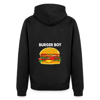 Cheeseburger Burger - Unisex Premium Bio Zip Hoodie - Schwarz - Hinten - Nico (187cm)