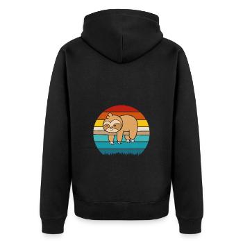 Sloth - Unisex Premium Organic Zip Hoodie - black - Back - Nico (187cm)