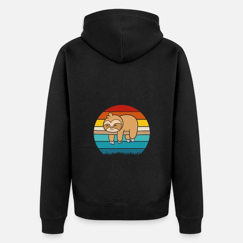 Faultier - Unisex Premium Bio Zip Hoodie - Schwarz