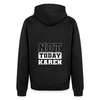 Karen - Unisex Premium Organic Zip Hoodie - black - Back - Nico (187cm)