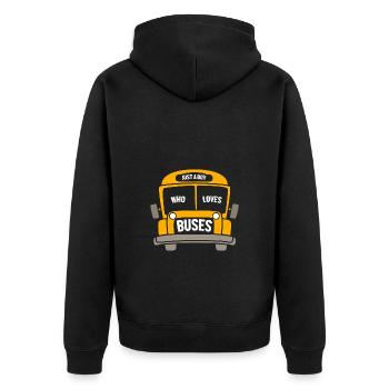 Schulbusfahrer Schulbus - Unisex Premium Bio Zip Hoodie - Schwarz - Hinten - Nico (187cm)