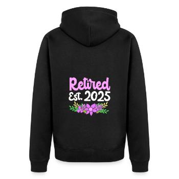 Retirement 2025 Pensioner Pension Pensioner - Unisex Premium Organic Zip Hoodie - black - Back - Nico (187cm)