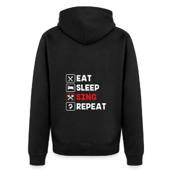 Karaoke - Unisex Premium Bio Zip Hoodie - Schwarz - Hinten - Nico (187cm)